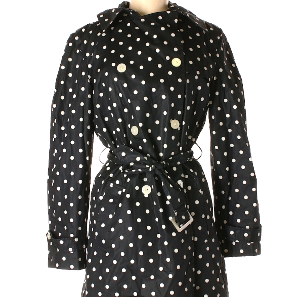 Chaps Polka Dot Double Breasted Trench Jacket
